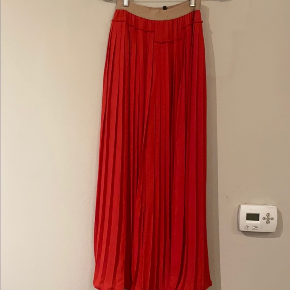 BCBG Dillion Redberry Pleated Skirt - with slits